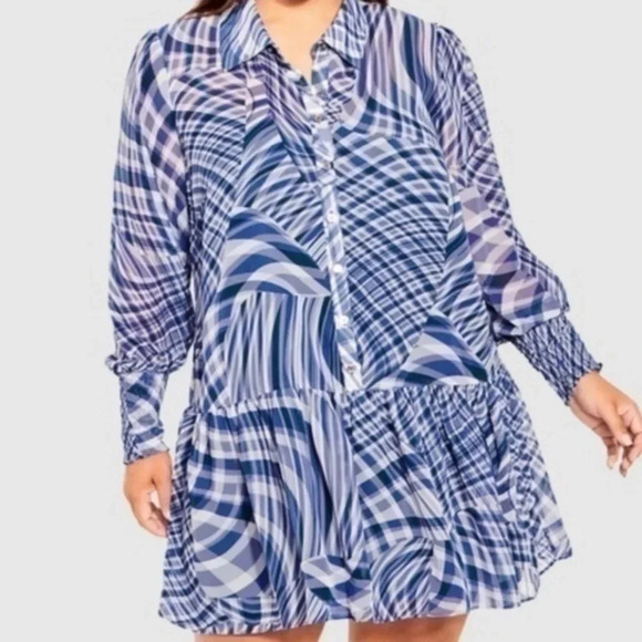 Arna York blue white dress sheer cover over camisole dress various plus size NWT - Picture 4 of 12